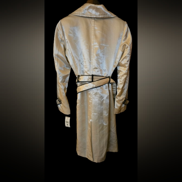 *NWT Wilson Leather trim synthetic silk/Polyester Trench Coat - Picture 4 of 8